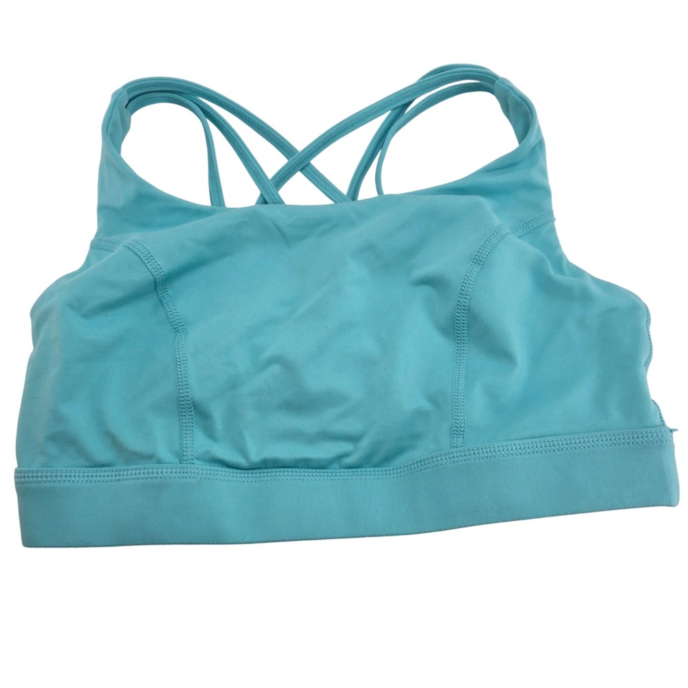 Torrid Happy Camper Sports Bra Blue Strappy Cage Back 00 M/L Activewear Tank Top